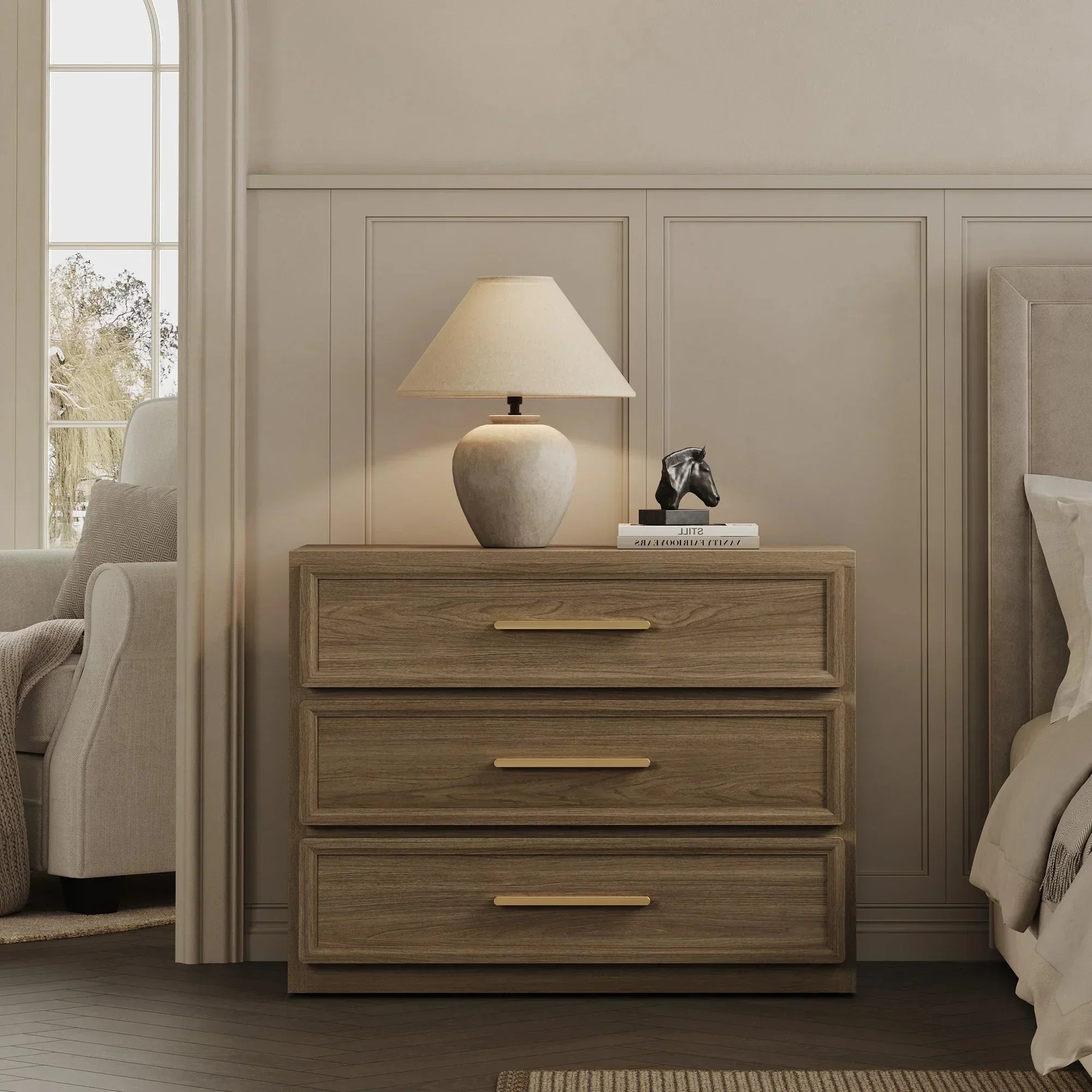 Crescent Modular 9 Drawers Dresser, 93.9 Inch Wide - Walnut Brown - 3-Piece Set