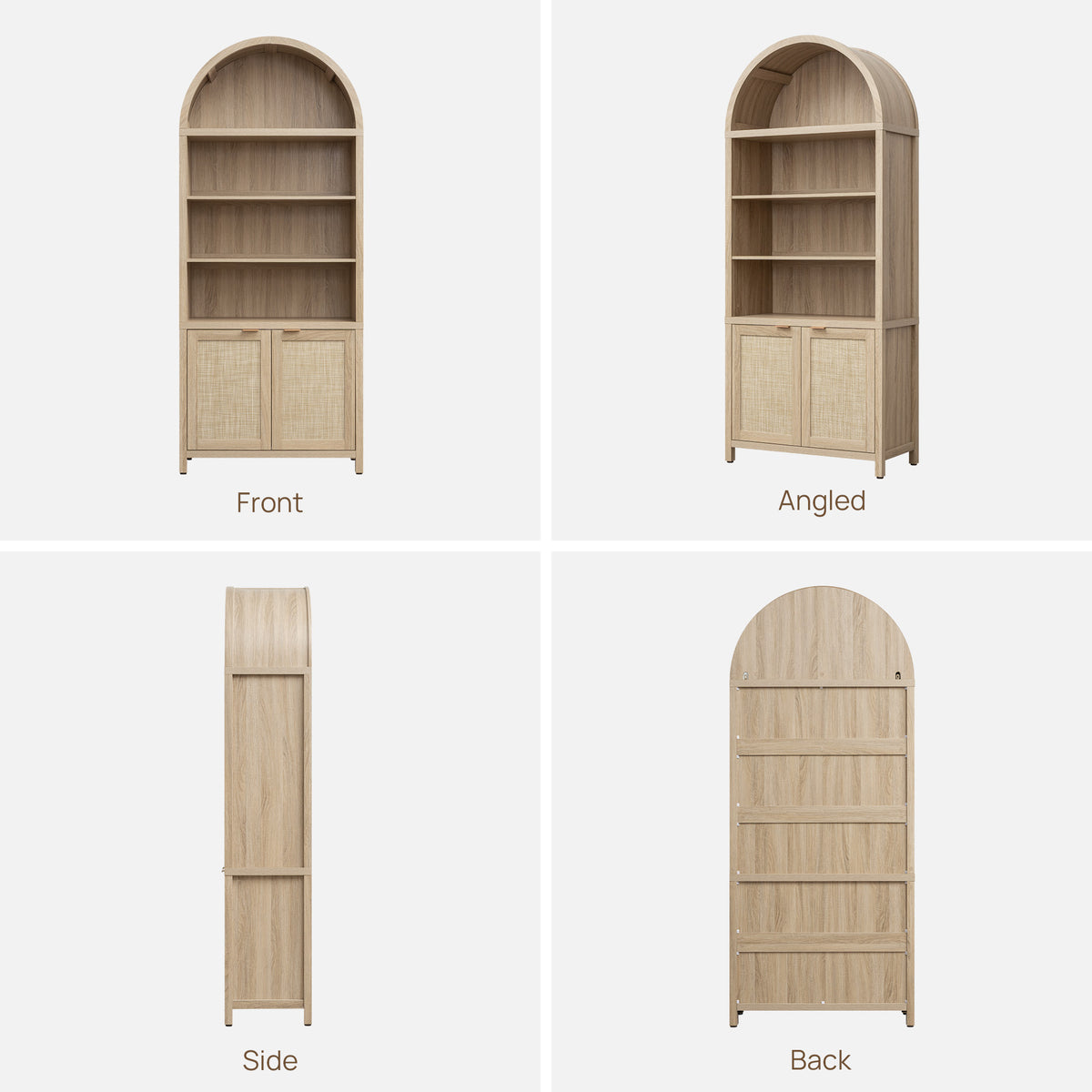 Savanna Arched Bookcase with Doors, Set of 2