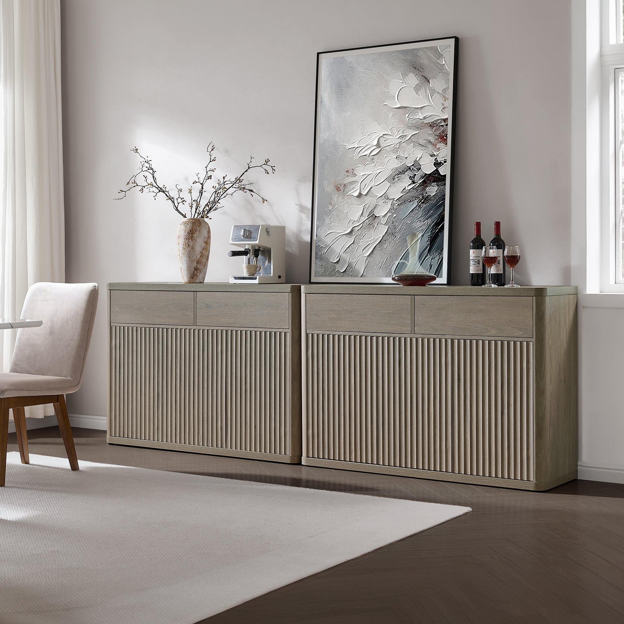 Cas Sideboard Cabinet, Fluted Style
