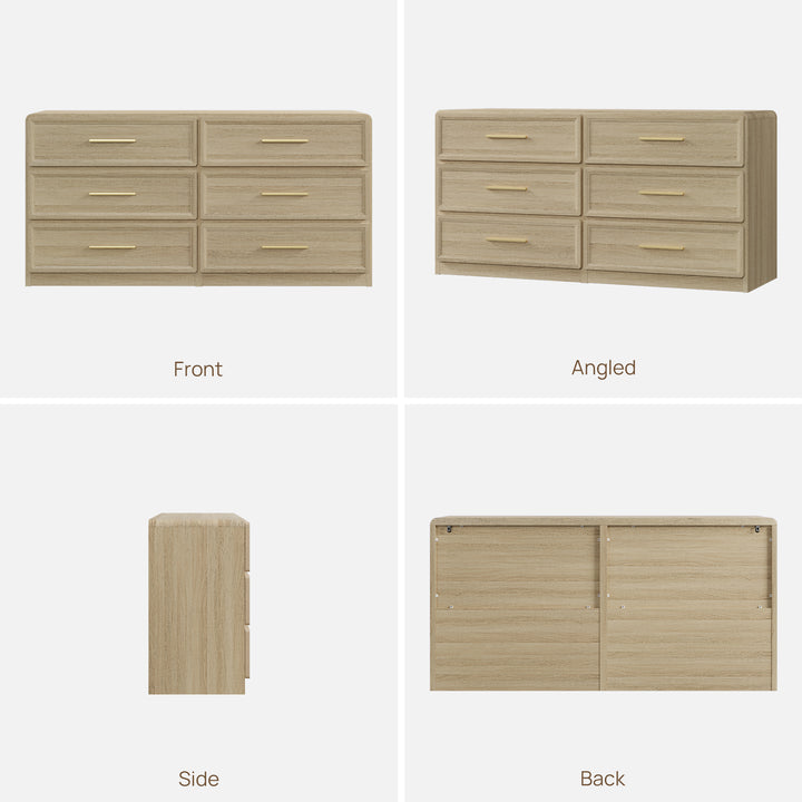 Crescent Large 6-Drawer Dresser, Set of 2
