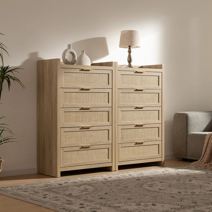 Savanna Rattan Dresser, 5 Drawers