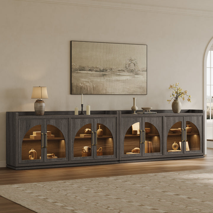 Helio Glass-Door Buffet Cabinet with Lights