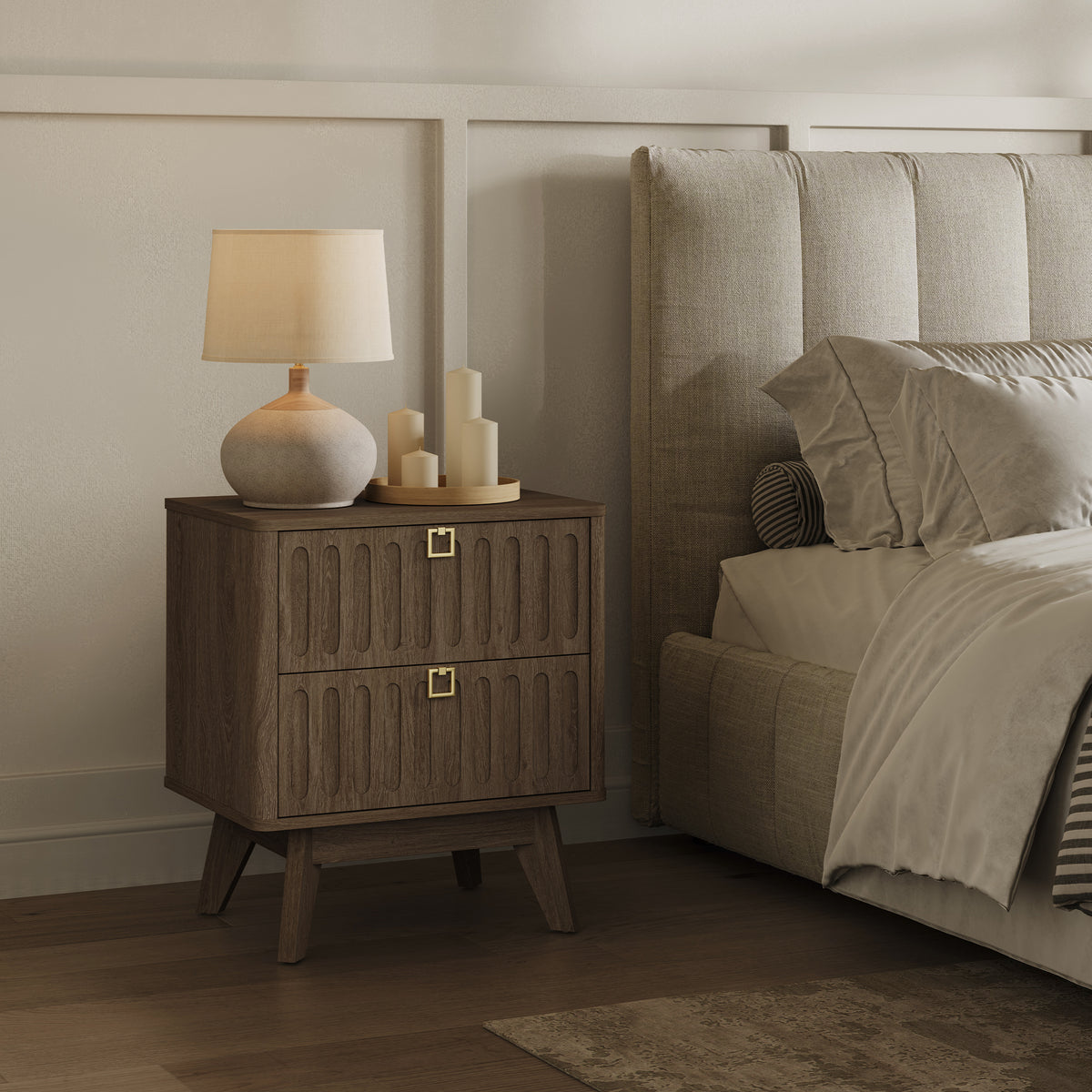 Domus 2-Drawer Nightstand, Modern Design