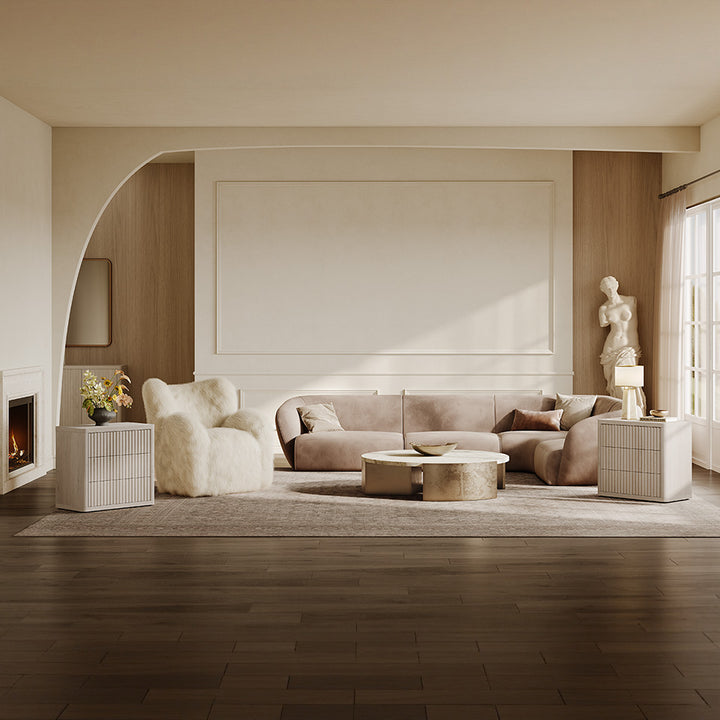 Cas Nightstand with 3 Drawers, Large Storage