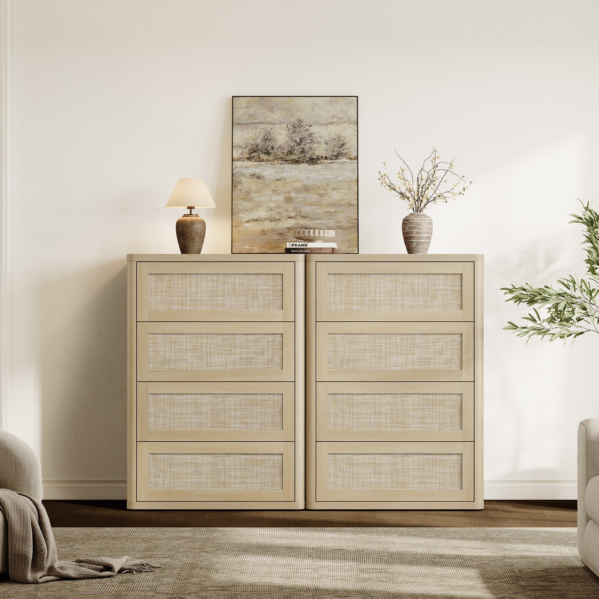Zura Rattan 4-Drawer Dresser, Bedroom Storage