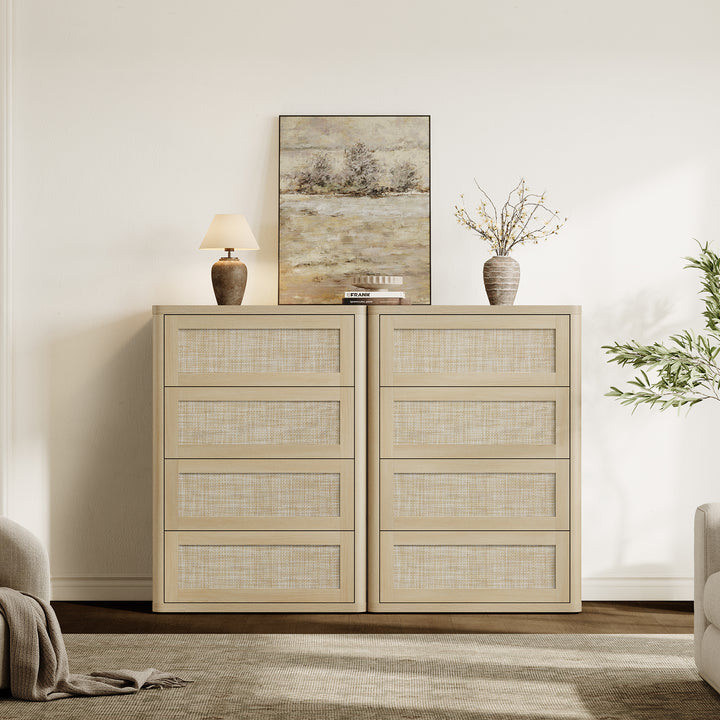 Zura Rattan 4-Drawer Dresser, Bedroom Storage