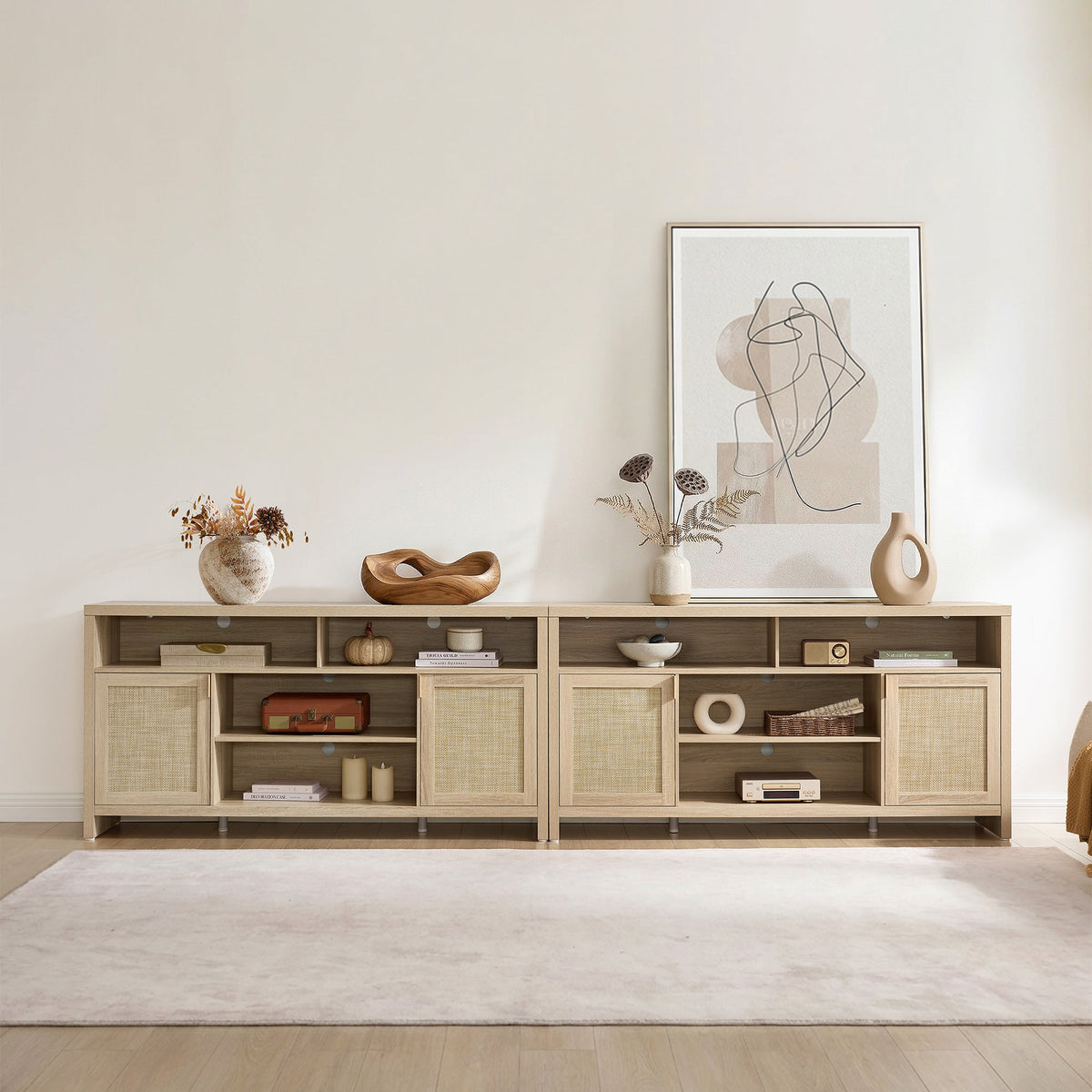 Savanna 65Inch TV Console with Cable Management，Set of 2