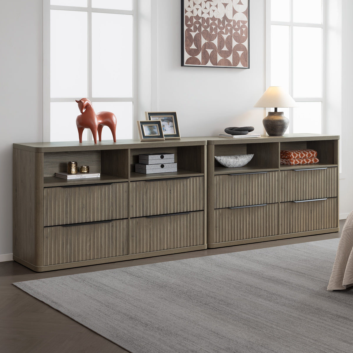 Cas 4 Drawer dresser with Open Shelf