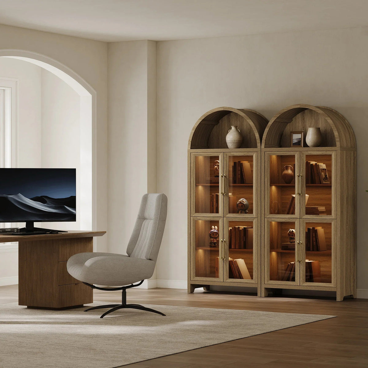Helio Display Cabinet with Glass Door, Set of 2