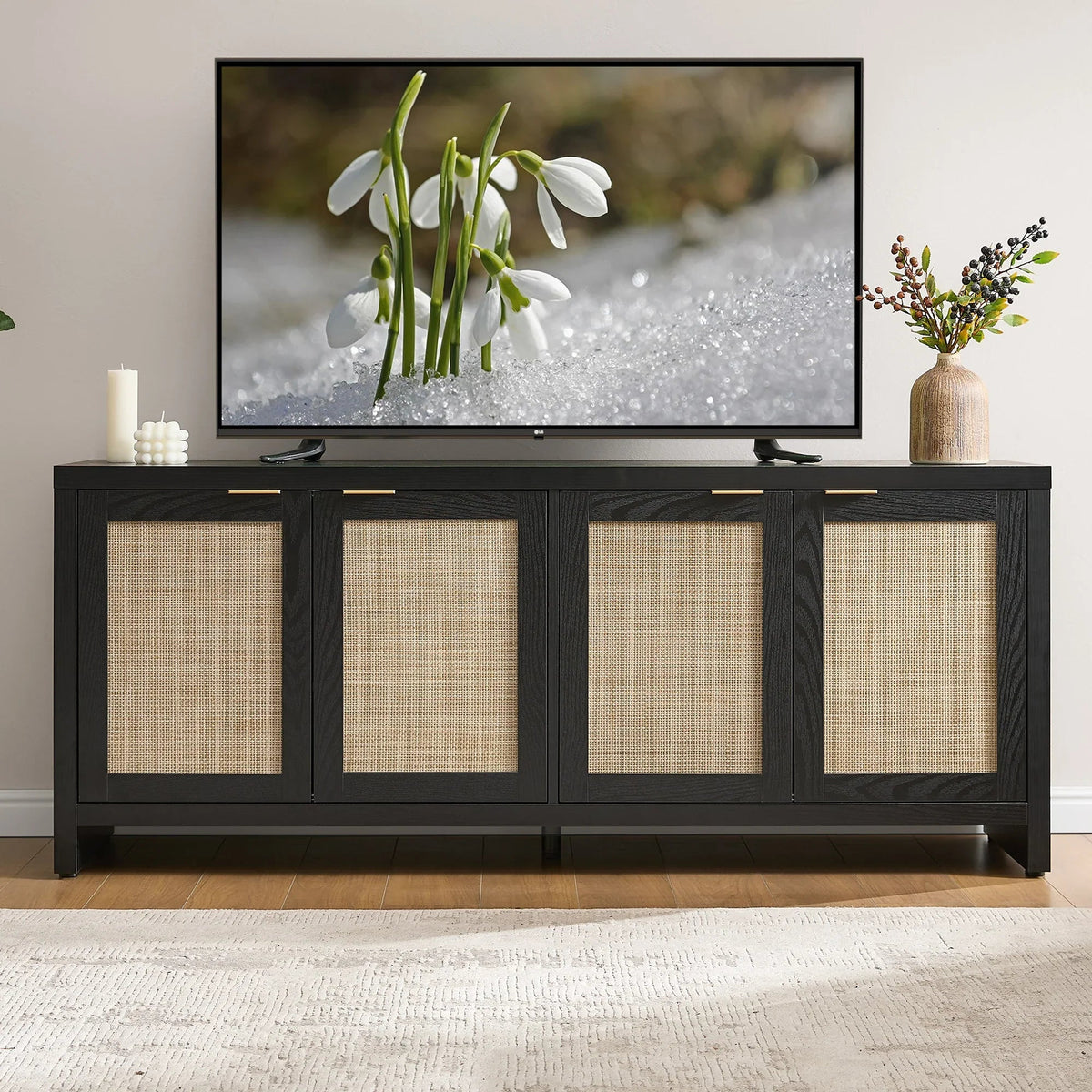 Savanna TV Stand, 4 Doors - 1 Piece - Reclaimed Caramel Oak