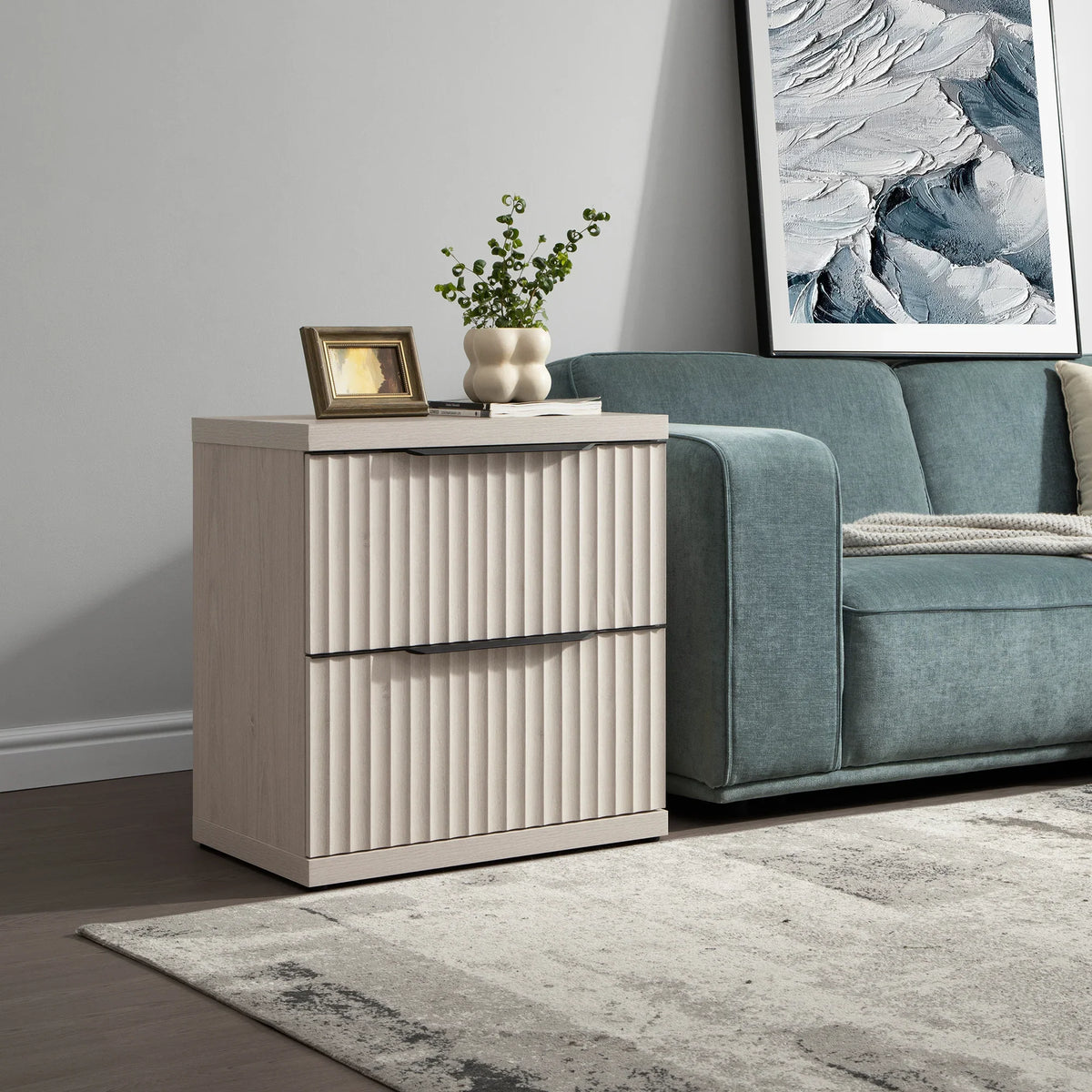Stria 2-Drawer Nightstand with Interchangeable Panels