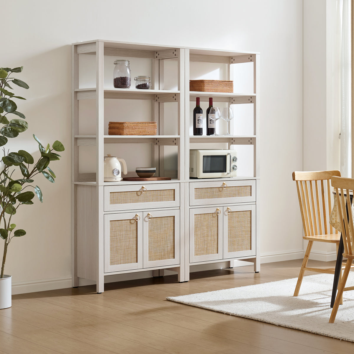 Terra Black Rattan Bookshelf, Large Storage