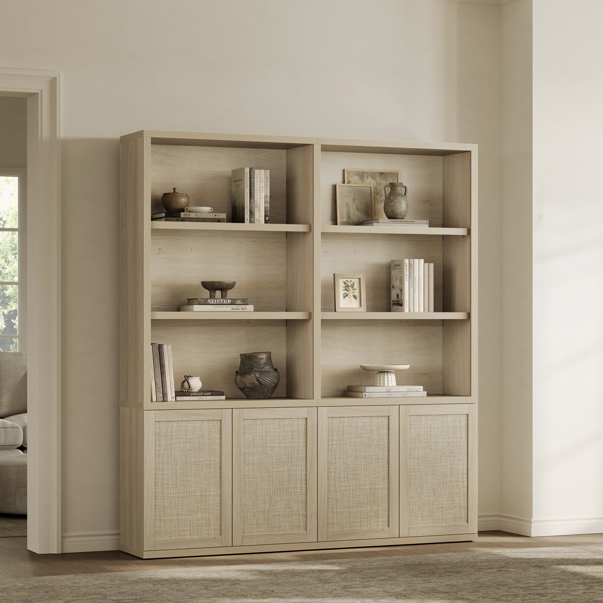 Zura Rattan Bookcase, 71 Inches Tall