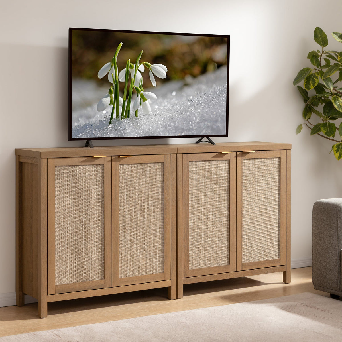 Savanna Rattan Sideboard Cabinet, Set of 2