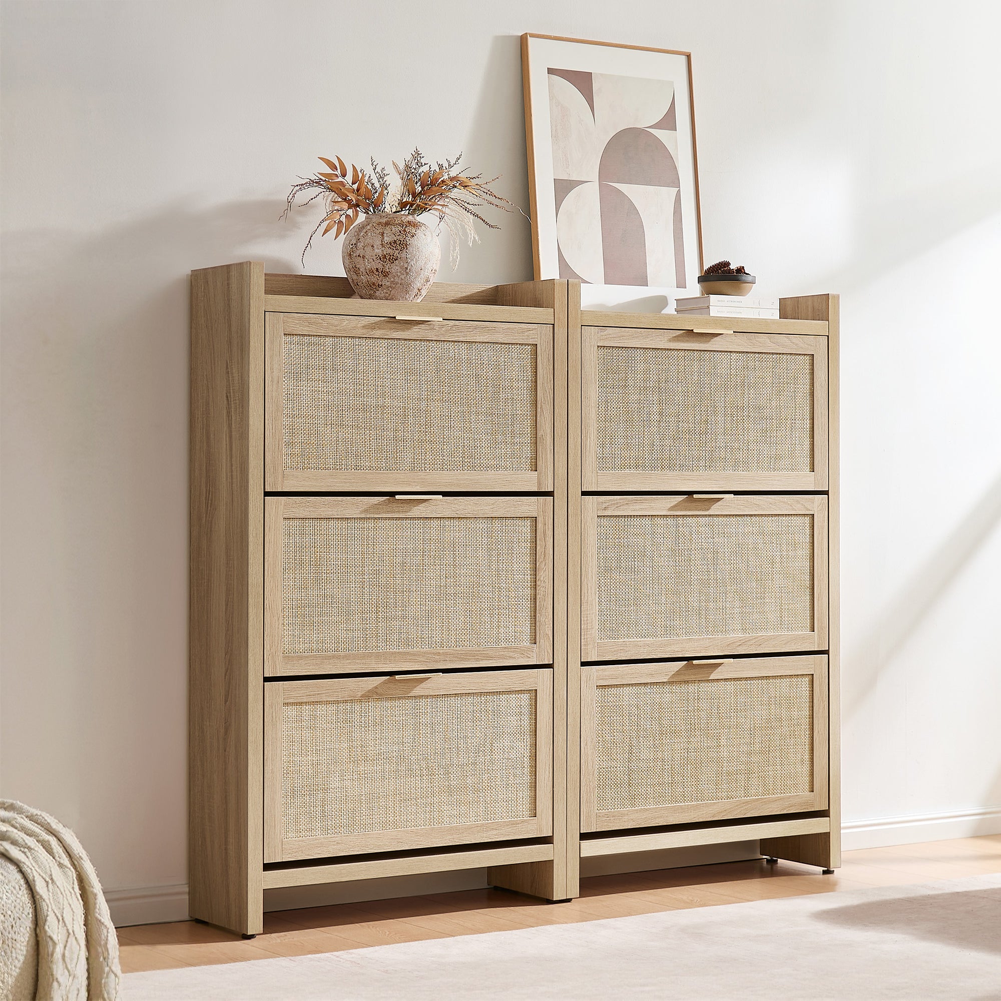 Savanna Flip Door Shoe Cabinet, 30 Pairs Shoes