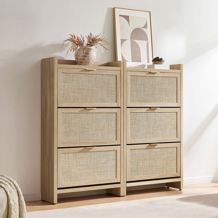 Savanna Flip Shoe Cabinet, 30-Pair Organizer, Set of 2