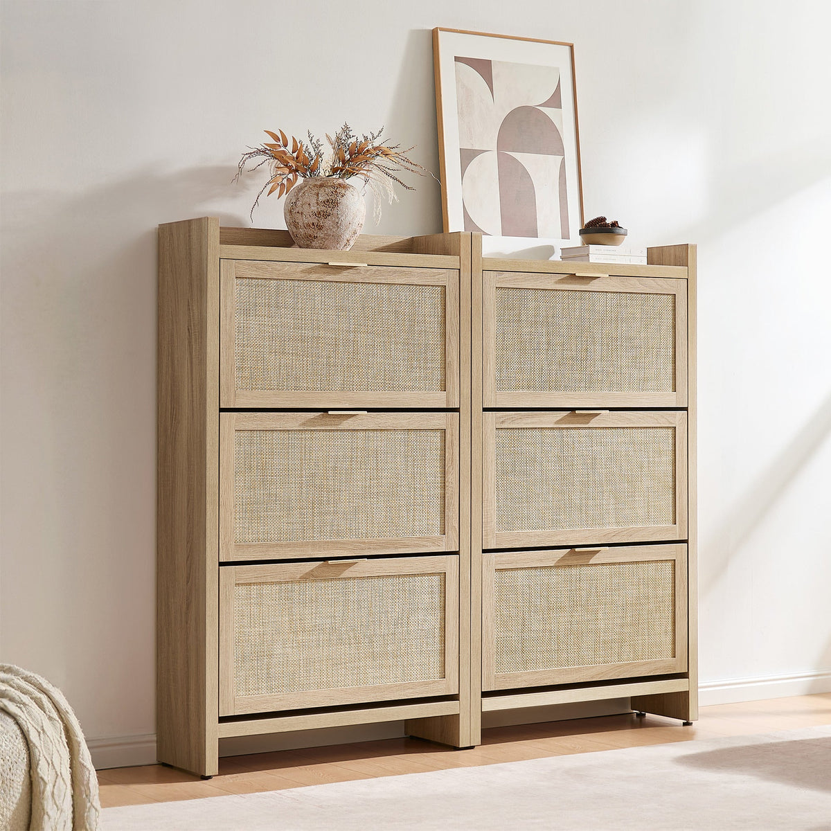 Savanna Flip Shoe Cabinet, 30-Pair Organizer, Set of 3