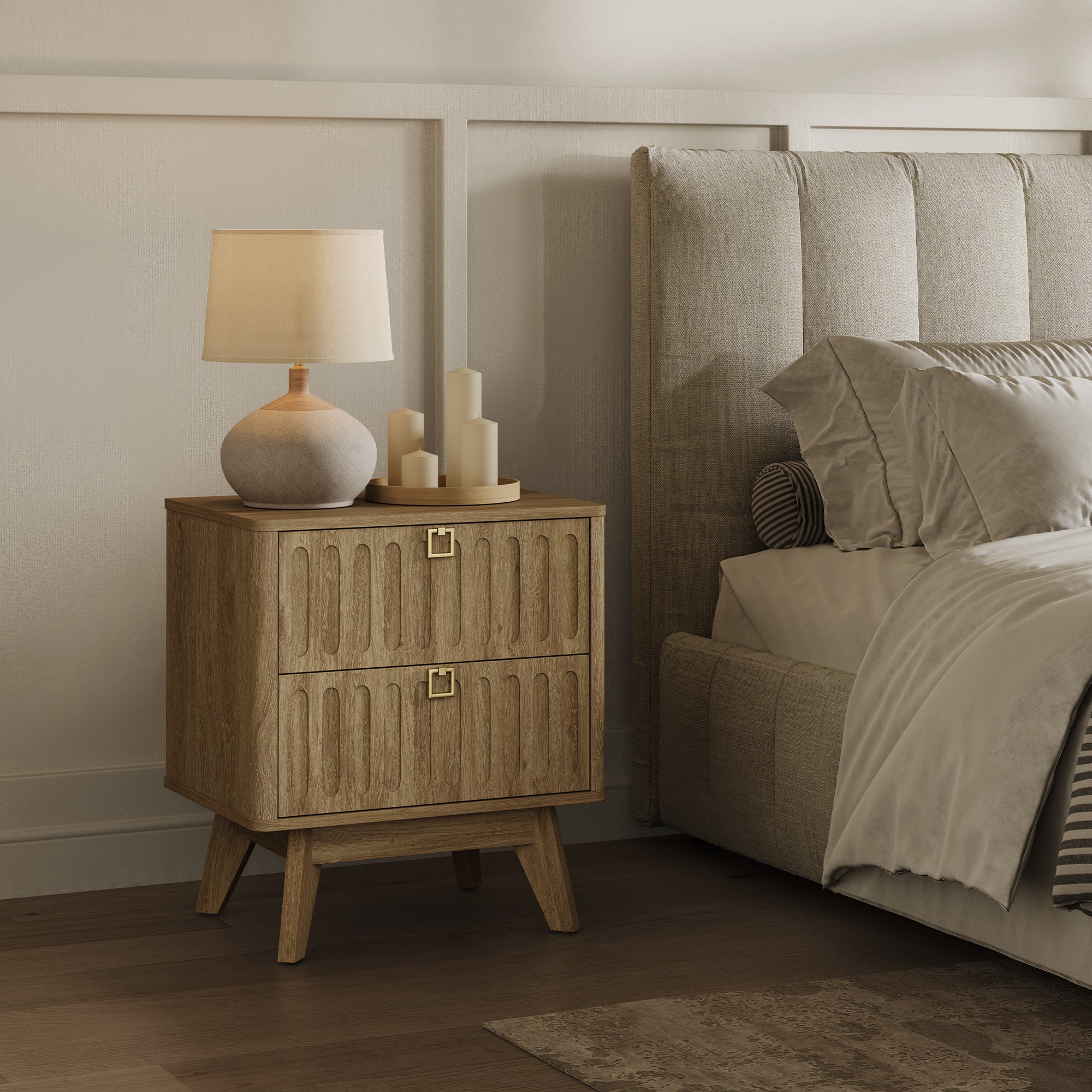 Domus Minimalist Nightstand, Large Storage