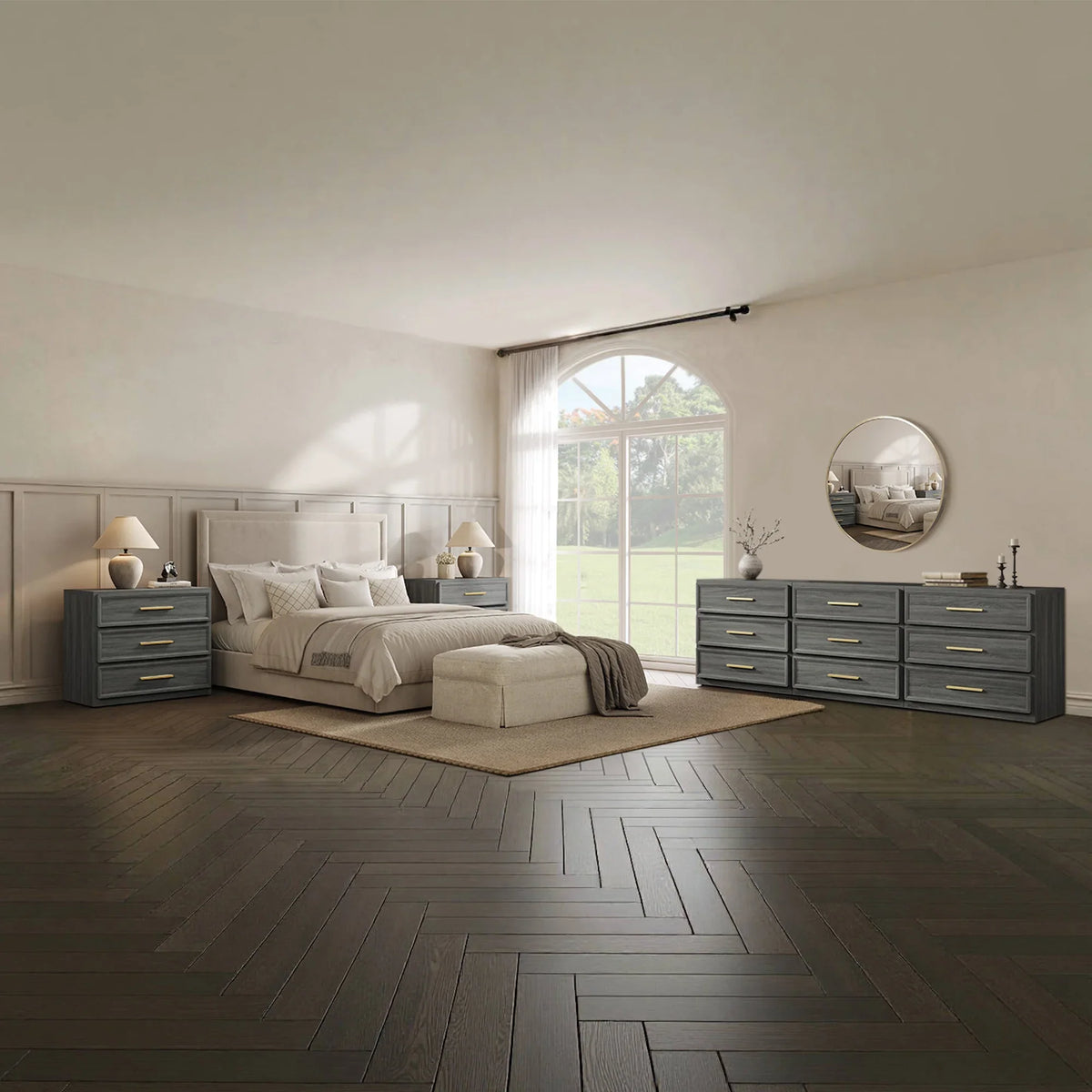 Crescent Modular Dresser and Nightstands Set, 26.6-Inch Tall