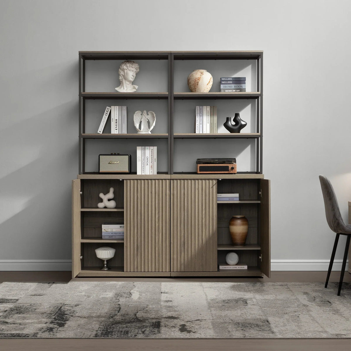 Stria Bookshelf with Storage, Set of 3