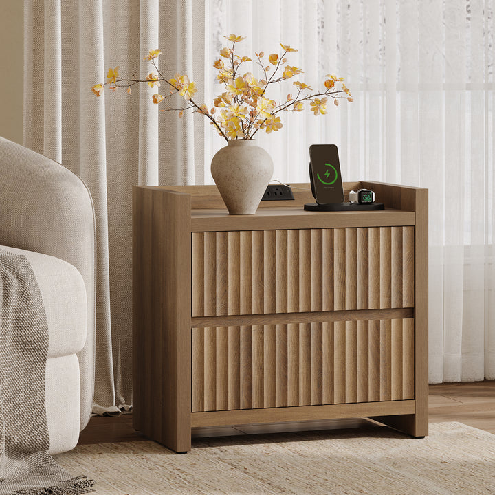 Prelude Night Table with Drawers and Charger
