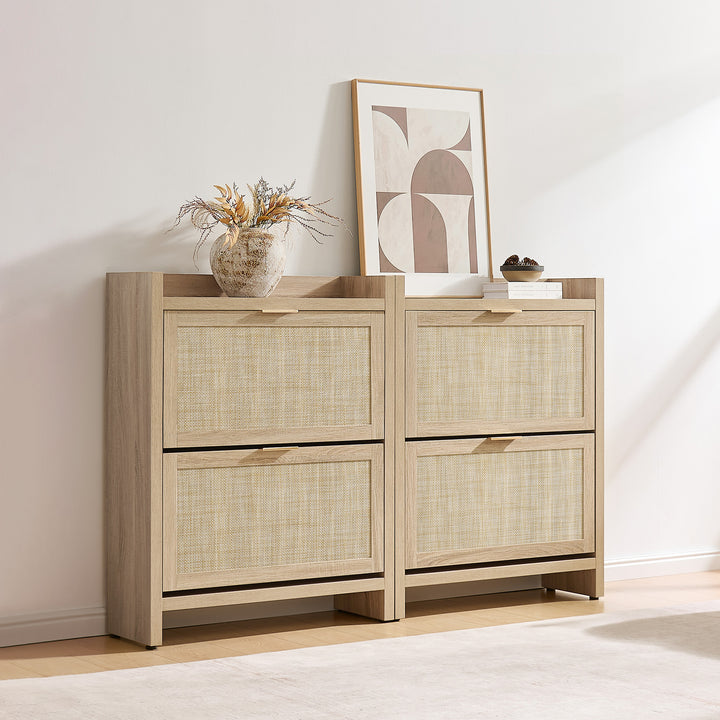Savanna Rattan Double Flip Shoe Cabinet