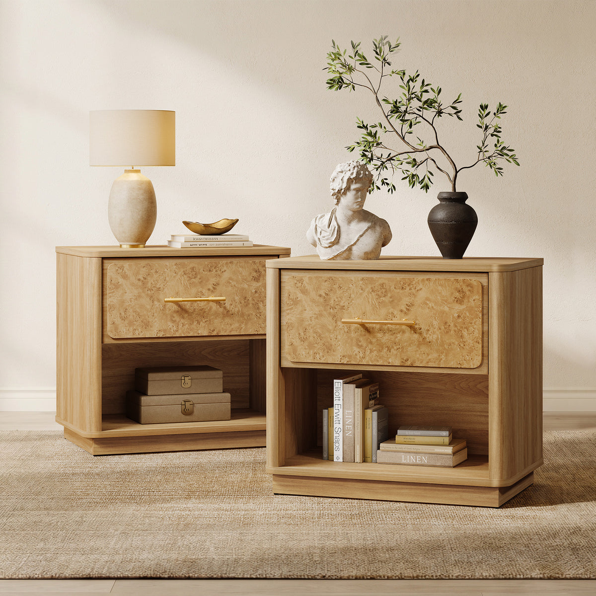 Burluxe 24.8'' Wide Night Table with Storage
