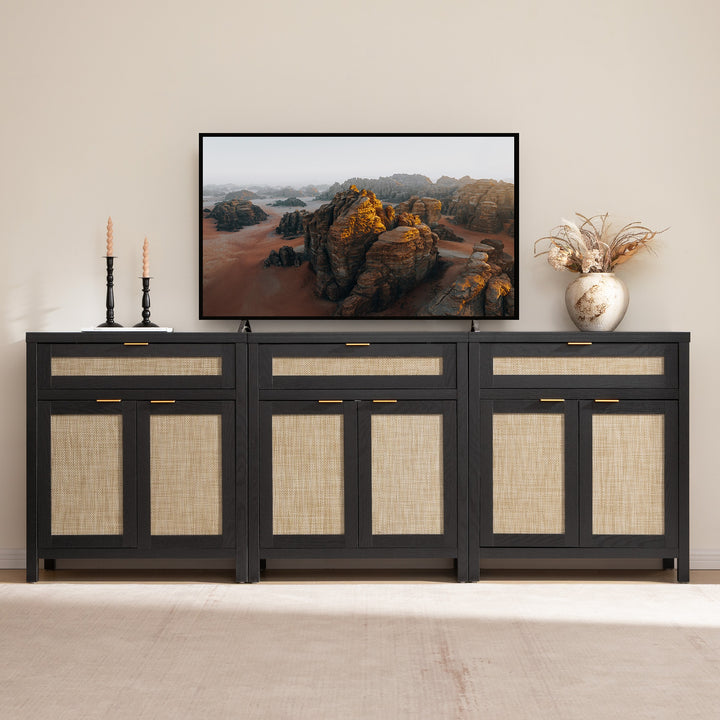 SICOTAS Rattan TV Stand for TVs up to 95-WM