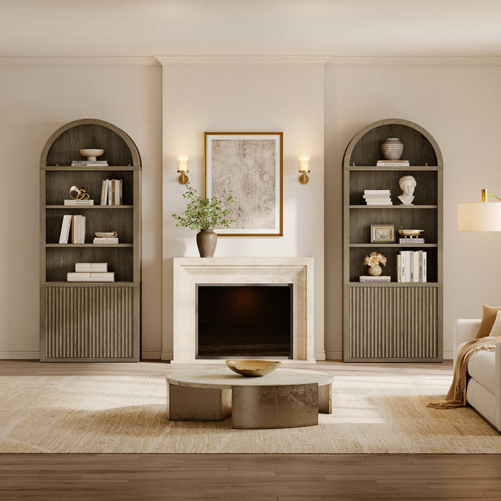 Cas Arched Bookcase with 2 Doors, 82 Inches Tall - White Alder - 1 Piece
