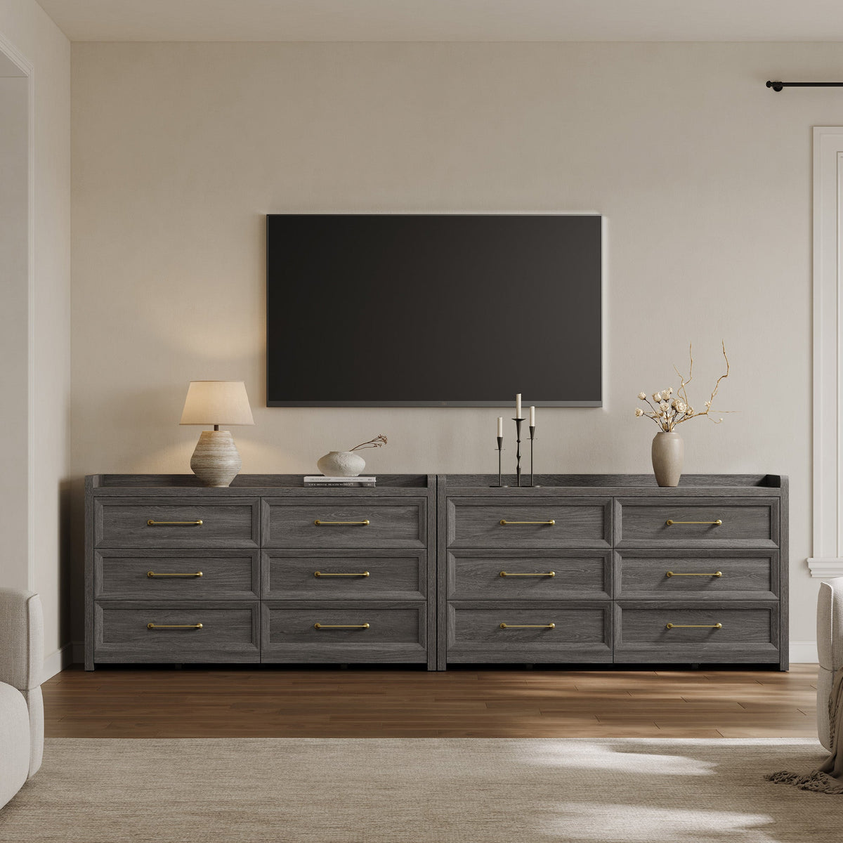 Helio White 6 Drawers Dresser - 1 Piece - Midnight Black