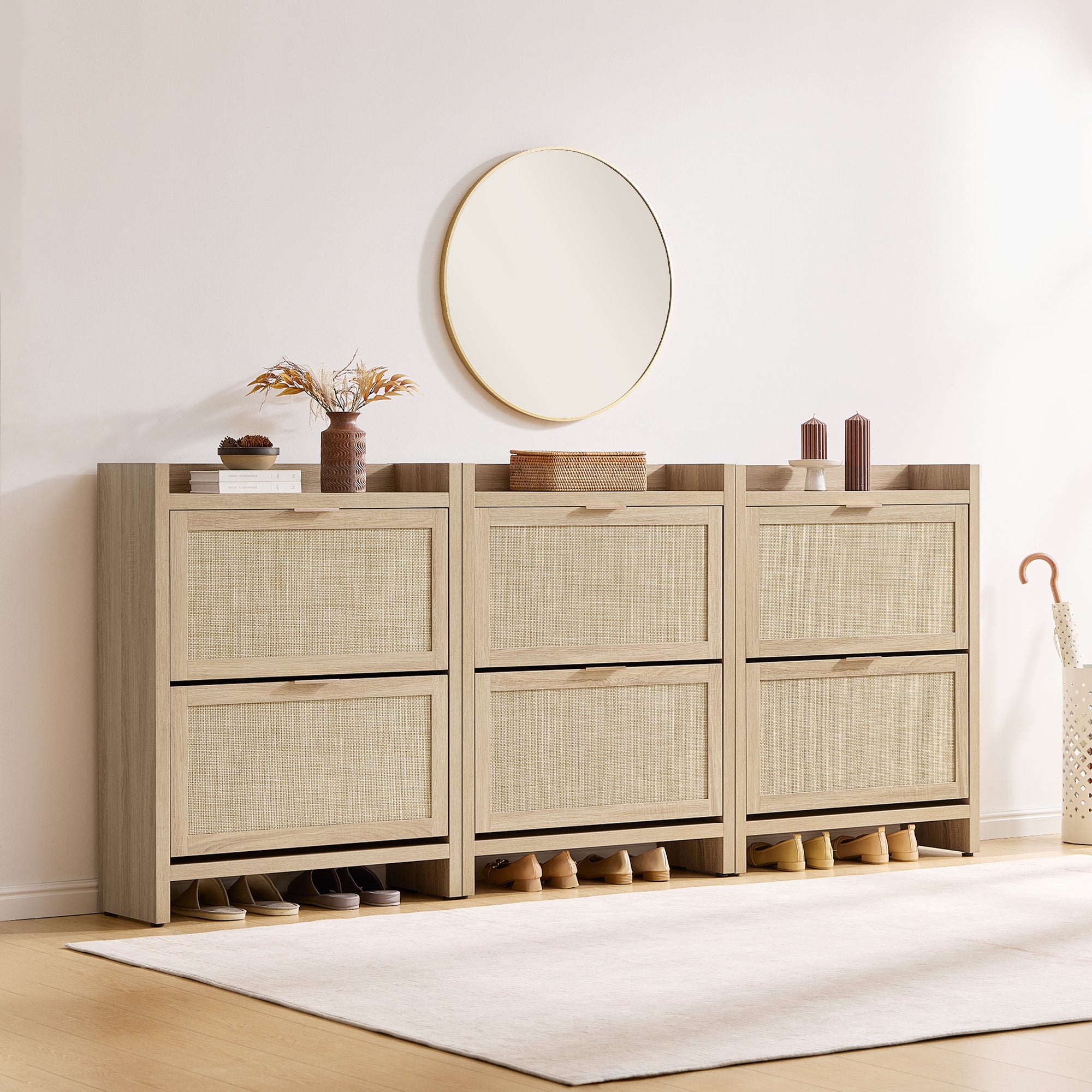 Savanna Rattan Double Flip Shoe Cabinet