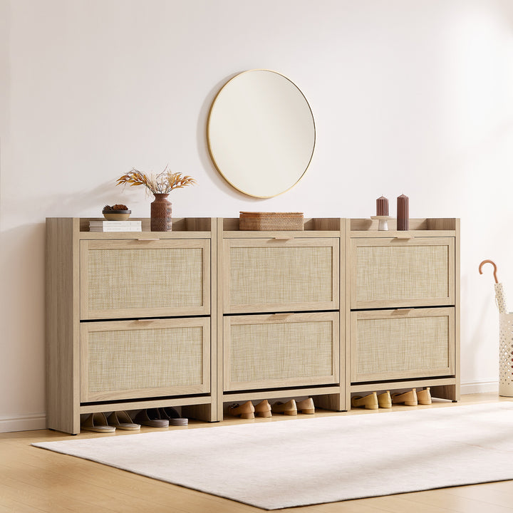 Savanna Rattan Double Flip Shoe Cabinet