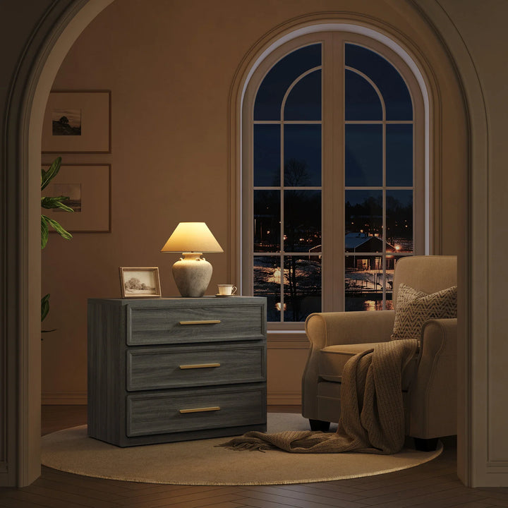 Crescent Nightstand with 3 Drawers