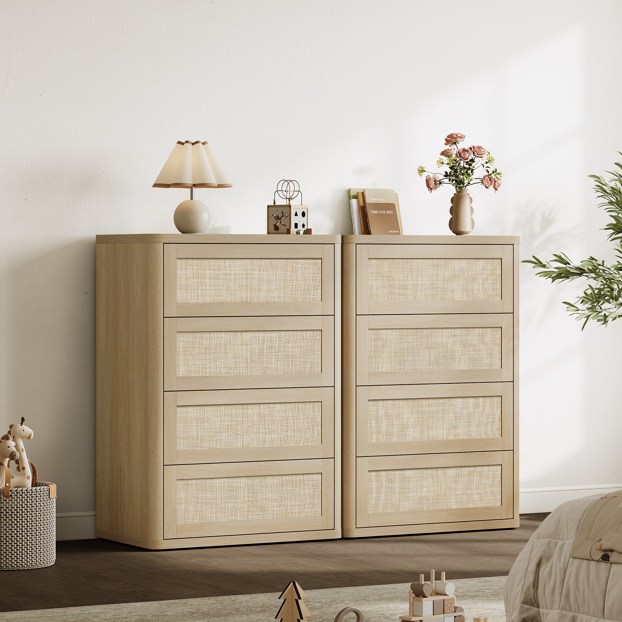 Zura Rattan 4-Drawer Dresser, Bedroom Storage