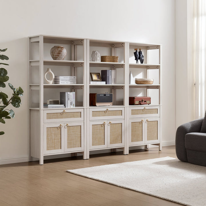 Terra Bookshelf With Drawer and Doors, Set of 3