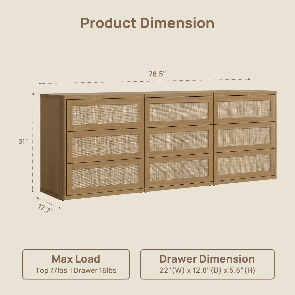 Zura Sectional Bedroom Sets, Large Storage for Bedroom - Sand Oak - 1 Set