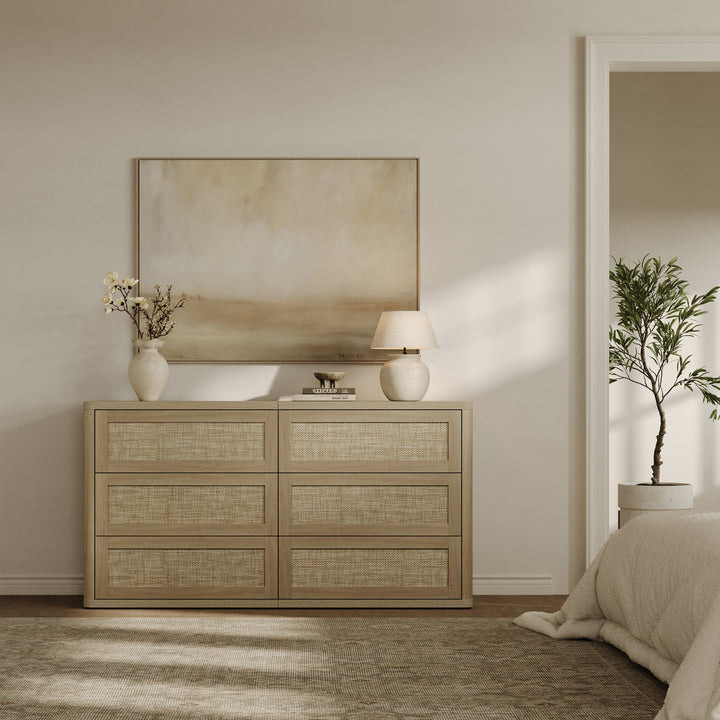 Zura Rattan Dresser and Nightstand with Drawer Set