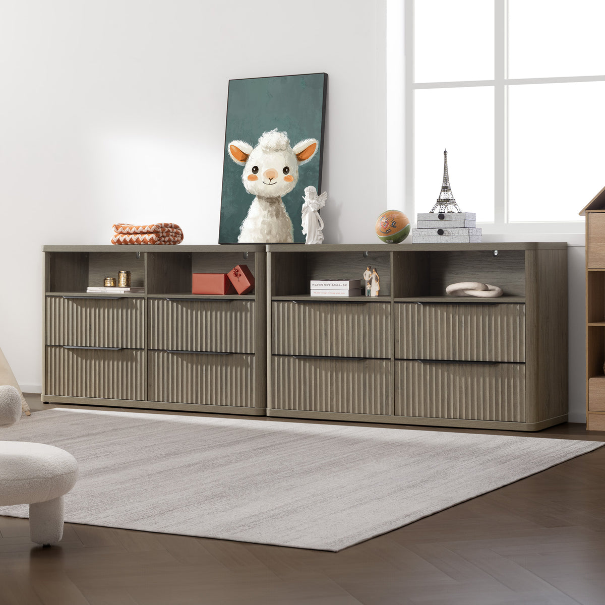 Cas 4 Drawer dresser with Open Shelf