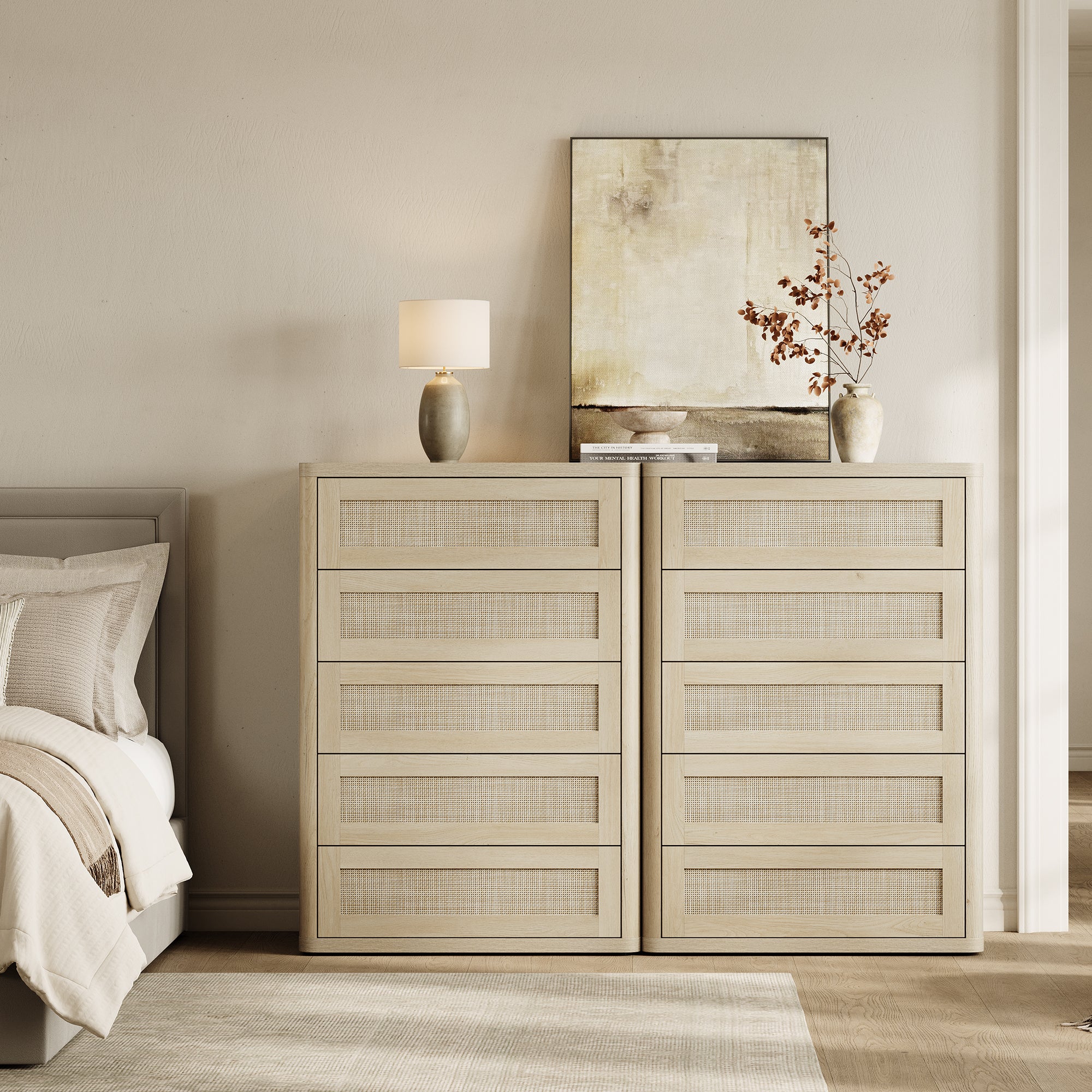Zura Rattan Dresser, 5 Drawers