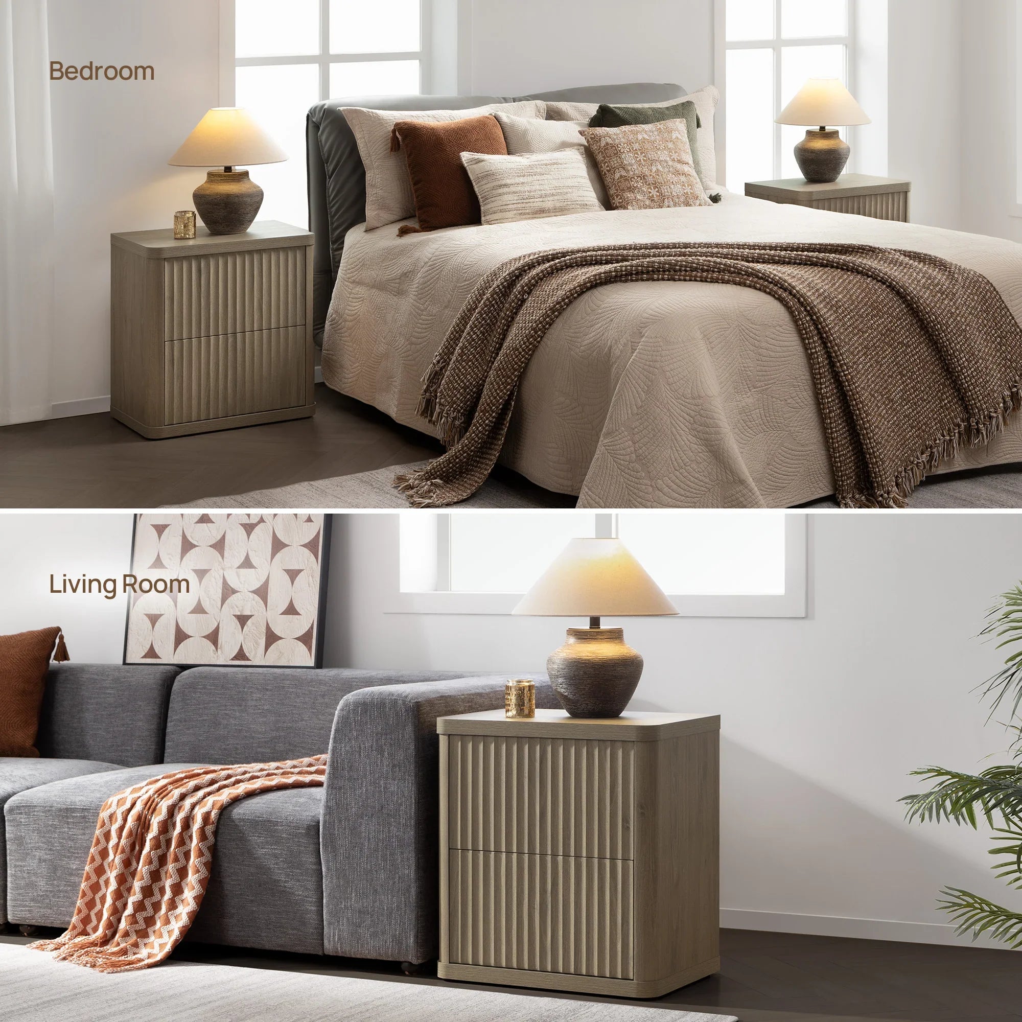 Cas 2 Drawers Nightstand for Bedroom