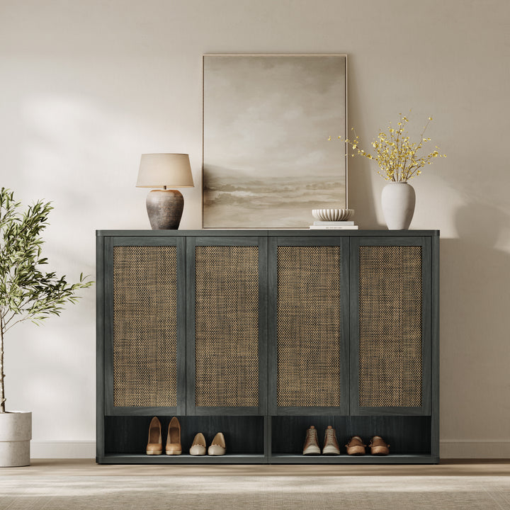 Zura Modular Rattan Shoe Cabinet, 50 Pairs