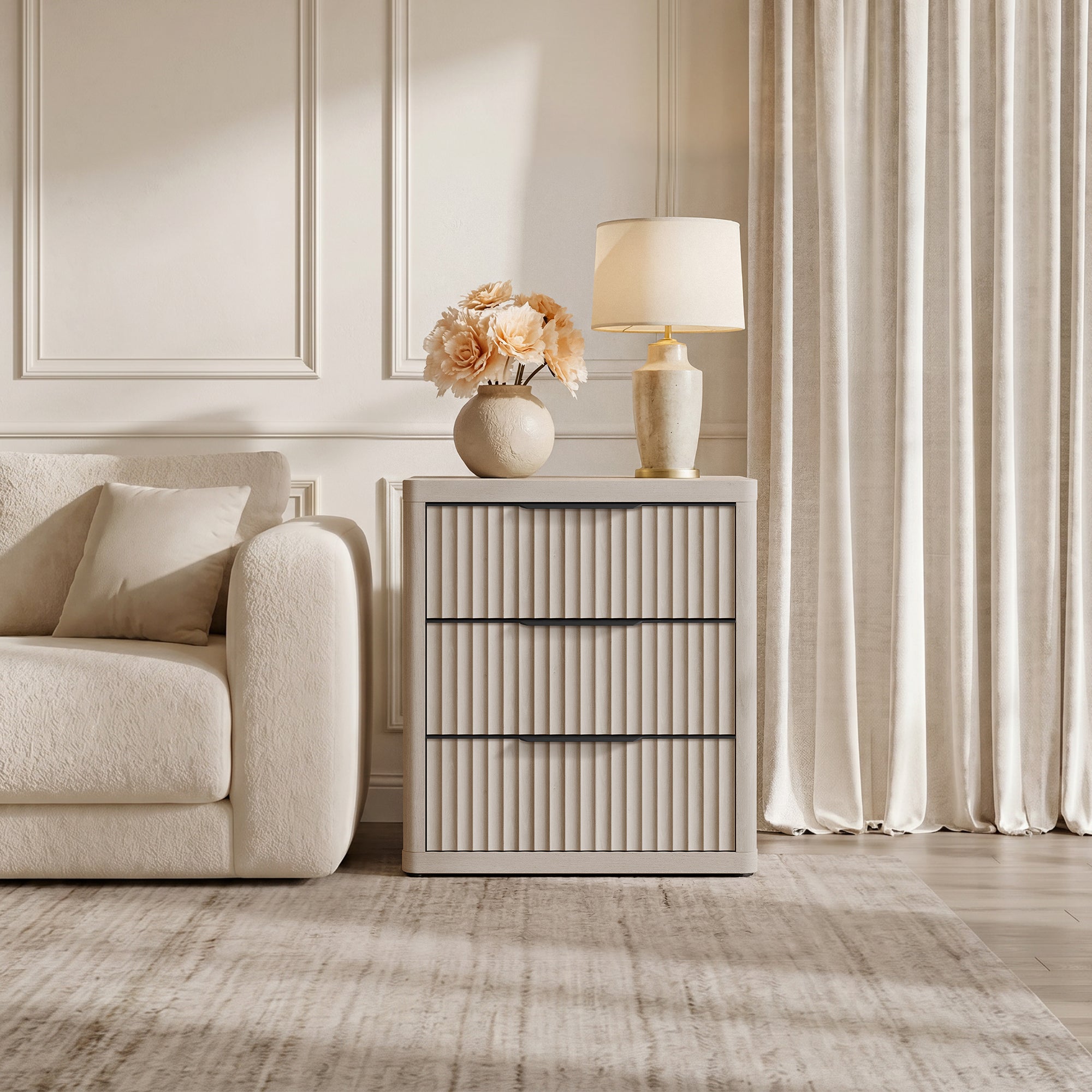 Cas 3 Drawers Dresser, Black Handle