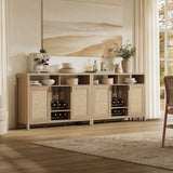 Savanna Bar Cabinet with Glass Holder - 2 Pieces - Reclaimed Light Oak