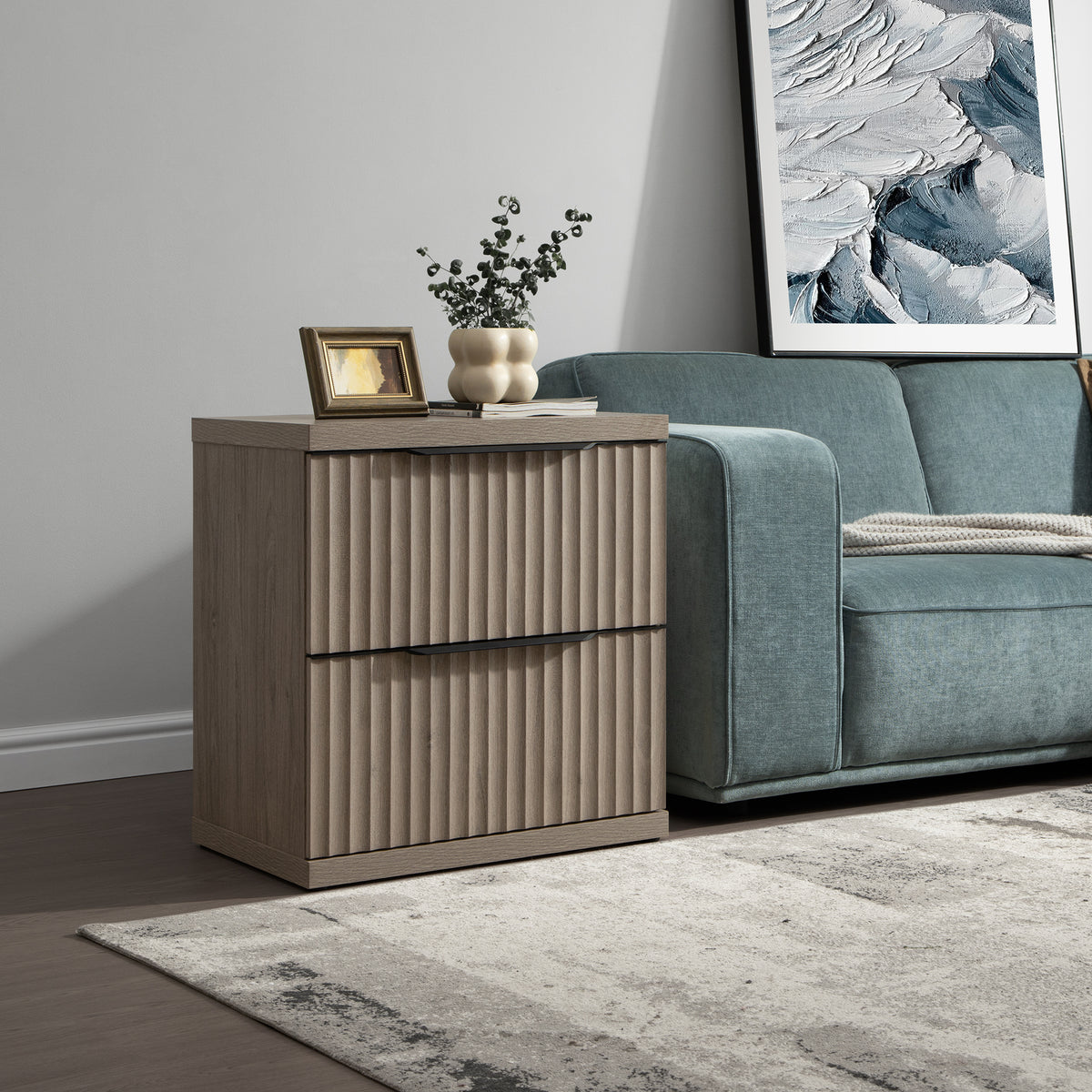 Stria 2-Drawer Nightstand with Interchangeable Panels