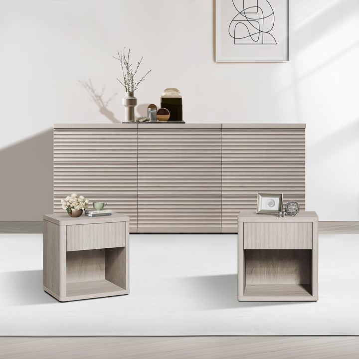 Stria 9-Drawer Dresser and Cas Nightstand Set