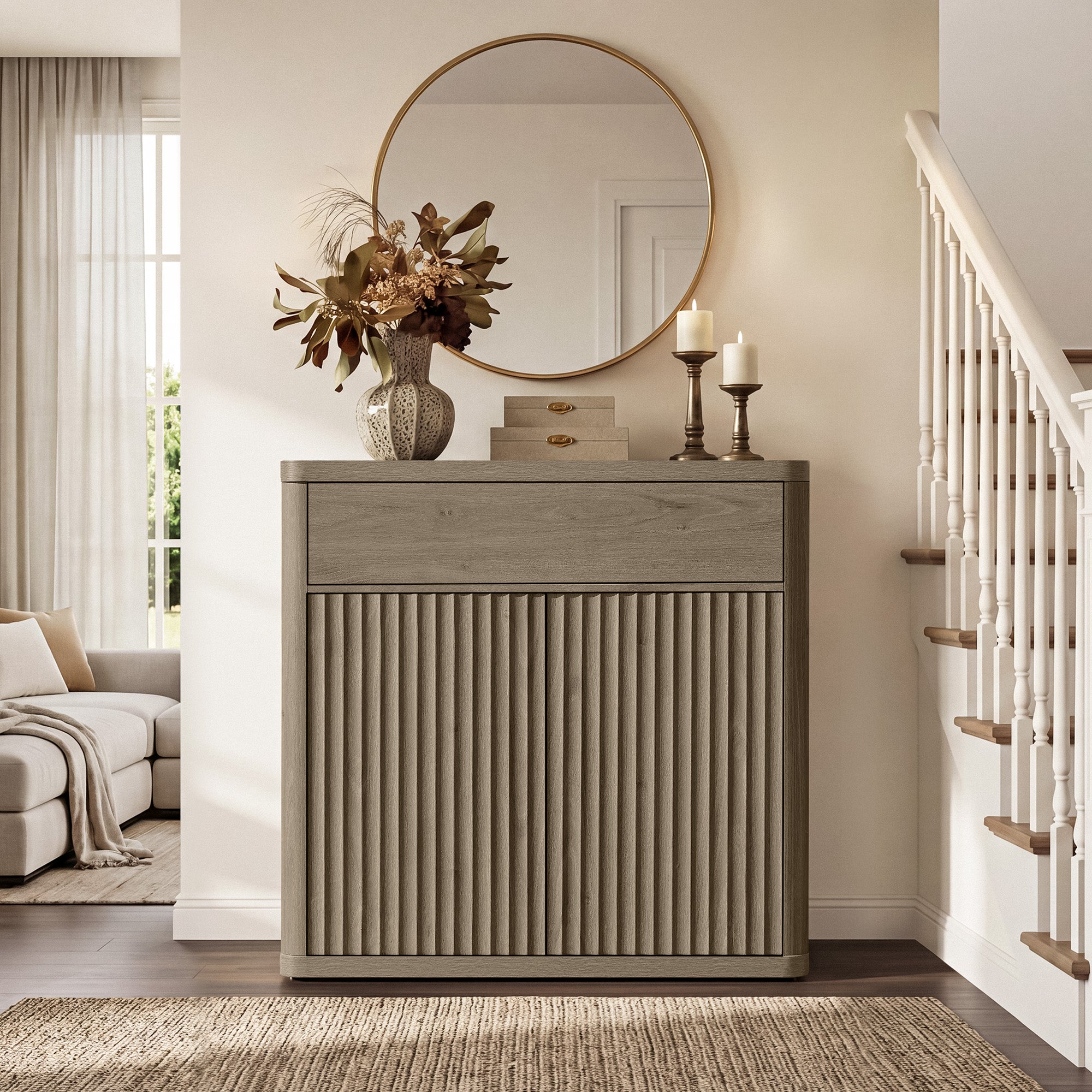Cas Fluted Sideboard Buffet, Large Storage