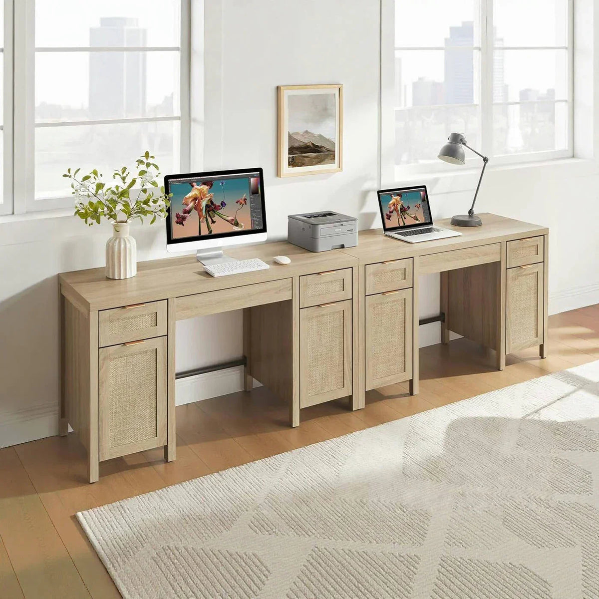 Savanna Makeup Desk with Drawers, Set of 2