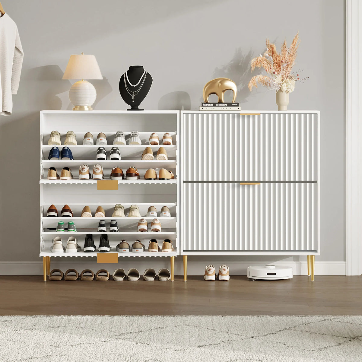Opus 2-Tier Shoe Cabinet with Storage