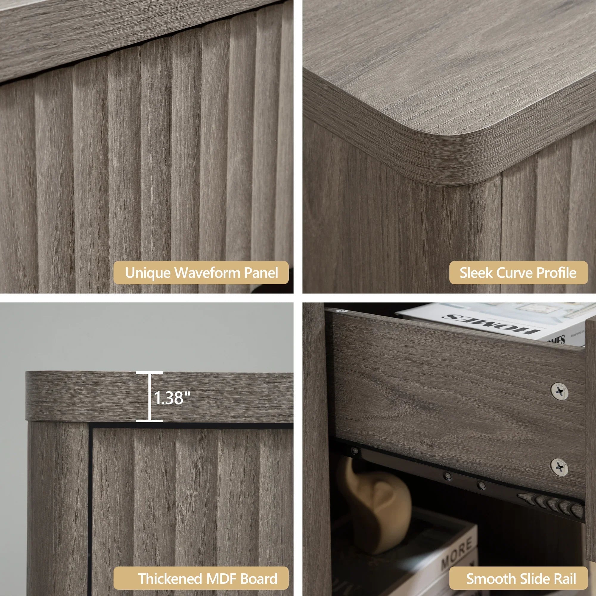 Cas 6 Drawers Dresser and 1 Drawer Nightstands Set for Bedroom - 1 Set - White Alder