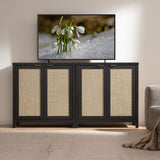 Savanna TV Console with Doors - 2 Pieces - Black Oak